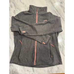 North Face Grey and Pink Fleece Zip Up